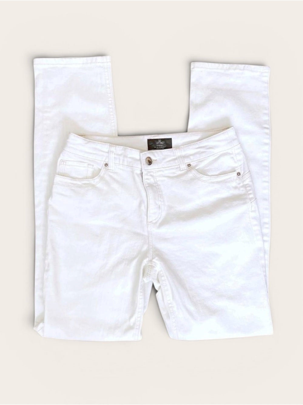 White mid rise jeans